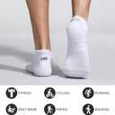 Lapulas Athletic Running Ankle Socks, Low Cut Cushioned Anti-Blister Tab Sports Socks Men Women 6Pairs (White, L)