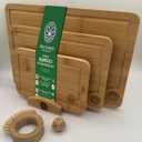 Bamboo Cutting Board Set with Holder, 3-Piece Kitchen Cutting Boards, Cleaning Brush, 15"L x 10"W x 0.5"Th