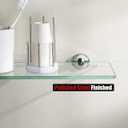 JQK Bathroom Glass Shelf Chrome, Tempered Glass Shower Storage 20 by 5 inches, 304 Stainless Steel Polished Chrome Wall Mount, 1 Pack, TGS101L20-CH-P2