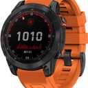 26 watch band compatible with garmin fenix 5x 6x Pro 7x 3 hr quick fit 26mm bands replacement for Epix Pro Gen 2 51mm Enduro 2 Descent Mk1 Mk2 Mk2i Mk3i tactix soft silicone men women Orange