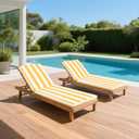 Only choice Chaise Lounge Cushions Outdoor, Fade & Water Resistant Patio Lounge Chair Cushion Replacement 2-Piece Set with High-Resilience Foam 80" x 26" x 3" for Pool, Deck(Yellow White Striped)