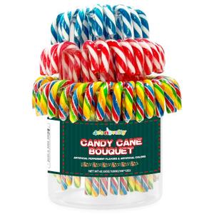 4E's Novelty Multicolored Christmas Candy Canes Display Stand, 100 Count Peppermint Flavors, Multi Colored Xmas Candies Canes Individually Wrapped, Christmas Candy Cane, Stocking Stuffers Bulk for Family Treats