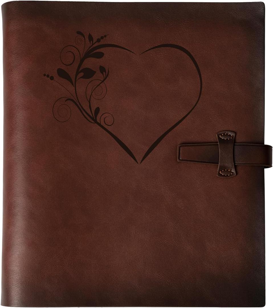 Photo Album 4x6 200 Photos, Genuine Leather Photo Albums with Writing Space with 30 Writing Paper, Travel Family Wedding Kids Graduation Ultrasound Baby Picture Album Scrapbook Photo AlbumLOVE