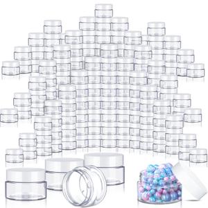 200 Pcs 1 oz Empty Bulk Plastic Container Jars with Lid Leak Proof Round Plastic Jars Small Cosmetic Travel Containers for Storage Makeup Creams Lotion Ointments, White