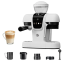 20 Bar Semi Automatic Espresso Machine with Built-in Grinder&Steam Wand, Pre-Infusion, NTC Temp Control, 58mm Single/Double Portafilter, Removable Water Tank & Drip Tray(White