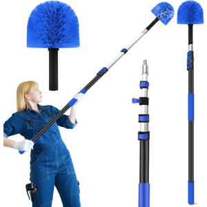 26FT Cobweb Duster with Extension Pole,Spider Web Cleaner with 4-Stage 5-20FT Aluminum Pole, Spider Web Brush for Outdoor and Indoor Cleaning