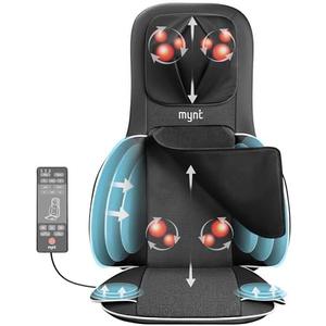 Mynt FSA Eligible HSA Approved Shiatsu Neck and Back Massager for Chair with 10 Deep Kneading Nodes, 2D & 3D Adjustable Back Massage with Heat, Portable Massage Chair Pad with Cover