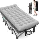 Suteck 32In XXL Folding Camping Cot, 900LBS Heavy Duty Sleeping Cot with Pillow Mattress, 1200D Double-Layer Oxford Portable Cot for Adults with Carry Bag for Home Office Nap Beach Travel, 79"32"19"