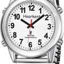 Atomic American English Talking Watch Speaks Clear and Loud Time, Date and Alarm time Stretch Band is Best Gift for Senior,Visually impaired, or Blind People (Silver)