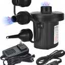 Inflatable Electric Air Pump,110V AC/12V DC Portable Fast Inflation Pump with 3 Nozzles, Used for Inflatable Boats,etc (Standard)