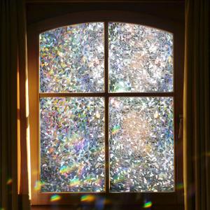 Amiya Rainbow Window Privacy Film Stained Glass Clings, 3D Static Glass Cling Sticker Decorative Home Vinyl Heat Control Anti-UV,23.6x78.7 Inch,Rainbow