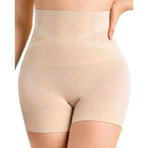 Shapewear for Women Tummy Control High Waist Body Shaper Thigh Slimmer Butt Lifter Shapewear Shorts Under Dress (Beige, XL)