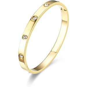 Gold Bracelets for Women, 18K Gold Plated Full Diamond Love Bracelet, Christmas Birthday Valentine's Day Wedding Couple Gifts for Girlfriend, Anti Tarnish Jewellery