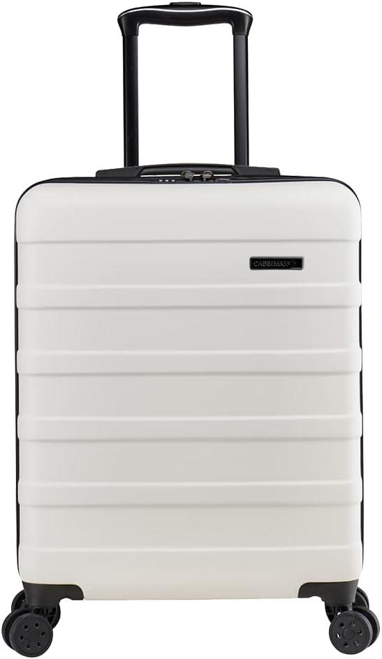 Cabin Max Anode 44L 55x40x20cm (22x16x8inch) Carry On Hand Luggage Suitcase - Lightweight, Hard Shell, 4 Wheels, 3 Digit Combination Lock (White)