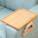 Couch Arm Tray,Bamboo Folding Sofa Tray,Sofa Armrest Trays Clip-On Couch Desk for Drinks,Snacks,Phone,Remote ControlNatural
