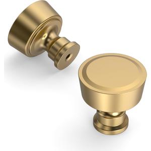 Amerdeco 10 Pack Champagne Bronze Cabinet Knobs Single Hole Cabinet Pulls Diameter Round Drawer Knobs and Pulls for Bathroom Cabinets ZH0075