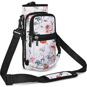 icolor Water Bottle Carrier Bag with Strap 32 oz Crossbody Bottle Holder with Phone Pocket Sling Sleeve Insulated Neoprene Water Bottle Pouch for Walking Travelling