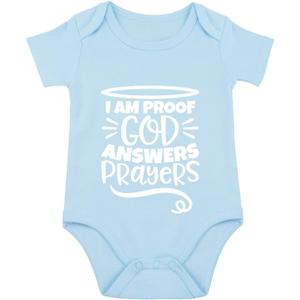I'm Proof That God Answers Prayers Infant Baby Bodysuit Heaven Sent Clothes Baby (Blue)