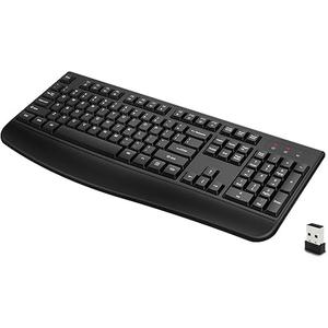 QUASIO Wireless Keyboard, 2.4G FullSized Ergonomic Wireless Computer Keyboard with Wrist Rest for Windows, Mac OS Laptop/PC/Desktop/Notebook(Black)