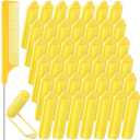 Syhood 43 Pcs Foam Sponge Hair Rollers Women 0.59 Inch Soft Sleeping Curlers Flexible Sponge Curler Tool and Rat Tail Comb for Hair Styling Hairdressing Overnight Curl and Volume(Yellow)