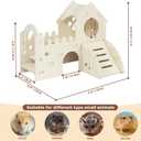 Wood Hamster Hideout House Habitat Wooden Maze Hide Hut with Climbing Ladder and Platform Cage Accessories Toys for Dwarf Gerbils Mouse Mice Rat Other Small Animals etc.