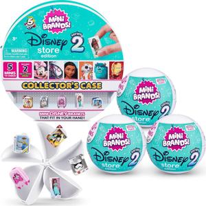 5 Surprise Disney Mini Brands Series 2 Collector's Kit by ZURU (3 Capsules + 1 Collector's Case)  Mystery Capsule Real Miniature Brands Collectibles