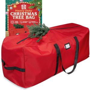 Holiday Cheer Heavy Duty Artificial Christmas Tree Storage Bag Fits Up to 9ft Tall, Waterproof with Durable Handles & Zipper Xmas Tree Storage Bag (RED)