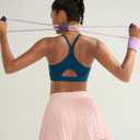 RUNNING GIRL Sports Bra for Women,Y Back Molded Cup Medium Impact Sports Bras with Sewn in Pads (Blue, XL)
