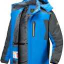 Slwosdlds Men's Winter Ski Jacket Warm Waterproof Fleece Liner Snow Coat Hooded Windproof Mountain Raincoat, Large