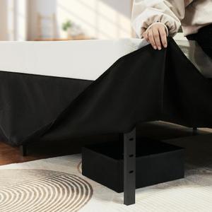 Upcanso 18 Inch Drop Twin Bed Frame Cover, Black Bed Skirt Twin Bed, Tailored Dust Ruffle, Easy Fit, Stay in Place, Stain- Resistant, Pleated Styling, Wrinkle Resistant