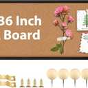 TORASO Cork Board Bulletin Board, Corkboard for Walls with Black Frame, Large Wall Mounted Cork Board with Installation Kit,11.8" x 35.4" Pin Tackboard for Home,Office, School (RMB-BK-3090)
