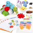 MINGOMINGO Crochet Kit for Beginners Kids - 6 Animal Amigurumi, Mother's Day Birthday Craft Gift Set, Step-by-Step Video Tutorials, 40%+ Yarn, Knitting Starter Kit for Girls Women Adults (Red)