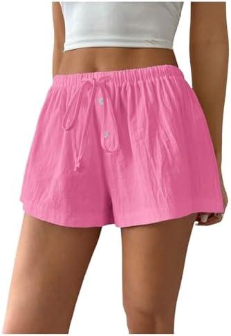 RoseSeek Women's Drawstring High Waisted Button Front Mini Shorts Loose Wide Leg Track Shorts Casual Lounge XS