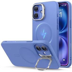 ESR for iPhone 16 Case, Camera Control Button Silicone Case with Stand, Compatible with MagSafe, Built-in Camera Stash Stand, Magnetic Phone Case, Cloud Series, Ultramarine