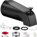 Universal Bathtub Tub Spout with Diverter, Fits 1/2" Slip-Fit Copper Pipe and 1/2" IPS & 3/4" IPS Thread Connections,Bathroom Tub Faucet Replacement with Adapters,PTFE Tape and Hex Wrench(Matte Black)