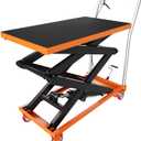 Hydraulic Lift Table Cart, 330lbs Capacity 50" Lifting Height, Manual Double Scissor Lift Table with Locking Wheels and Non-Slip Pad, Hydraulic Scissor Cart for Material Handling