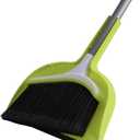 Casabella Basics 2-Piece Angled Broom and Dustpan Set, 44" Angled Broom with Long Handle and Dustpan, Silver/Green