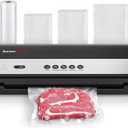 Bonsenkitchen Vacuum Sealer, Multi-Functional Food Sealer with 1 Roll Bag+ 50 Bags, Fast-Compact Design | Bag Storage | Built-in Cutter, External Vacuum System & Accessory Tube, Silver