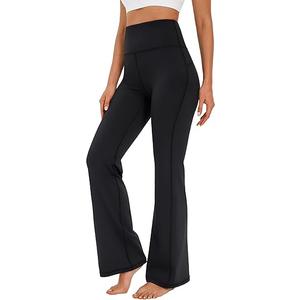 AFITNE Women's Yoga Pants Wide Leg Workout Leggings Flare Casual Lounge Pants with Pockets High Waist and Tummy Control (Large, Black)