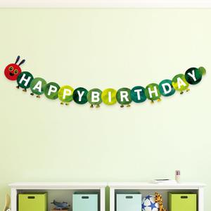 Cheerland Caterpillar Happy Birthday Banner Fruit Garland Bug Wall Decor for 1st Bday Kindergarten Classroom Nursery One Milestone Photo Background Hungry Theme Story Book Party Decoration Supplies