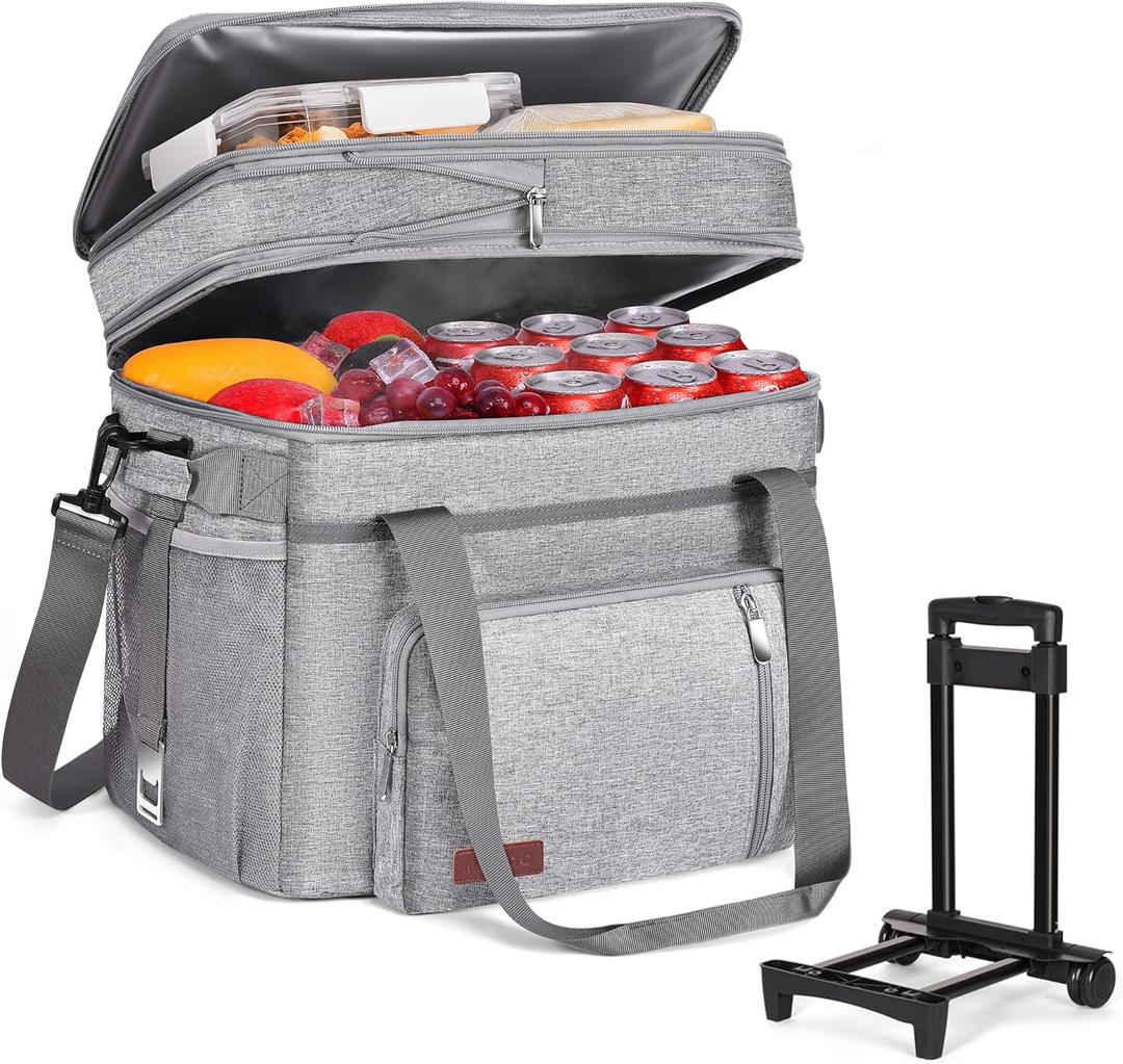 MIYCOO Cooler Bag Double Deck - 60 Can Leakproof Insulated Portable Soft Lunch Cooler, Extra Large Expandable Ice Chest Cooler for Beach, Picnic, Camping, Shopping