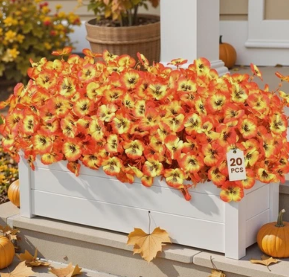 20 Bundles Artificial Fall Flowers for Outdoors Decoration