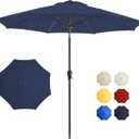 9FT Large Outdoor Patio Umbrella Pool Market Umbrella-UV Resistant, Easy Push Button Tilt and Crank, 8 Sturdy Ribs Heavy-Duty Table Umbrella for Deck, Backyard,Garden (Navy)
