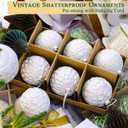 3.15" Vintage Christmas Ball Ornaments, Rustic Silver & White Distressed Christmas Ornaments Set, Shatterproof Farmhouse-Style Tree Decorations for Xmas Home Holiday Dcor(Pack of 8)