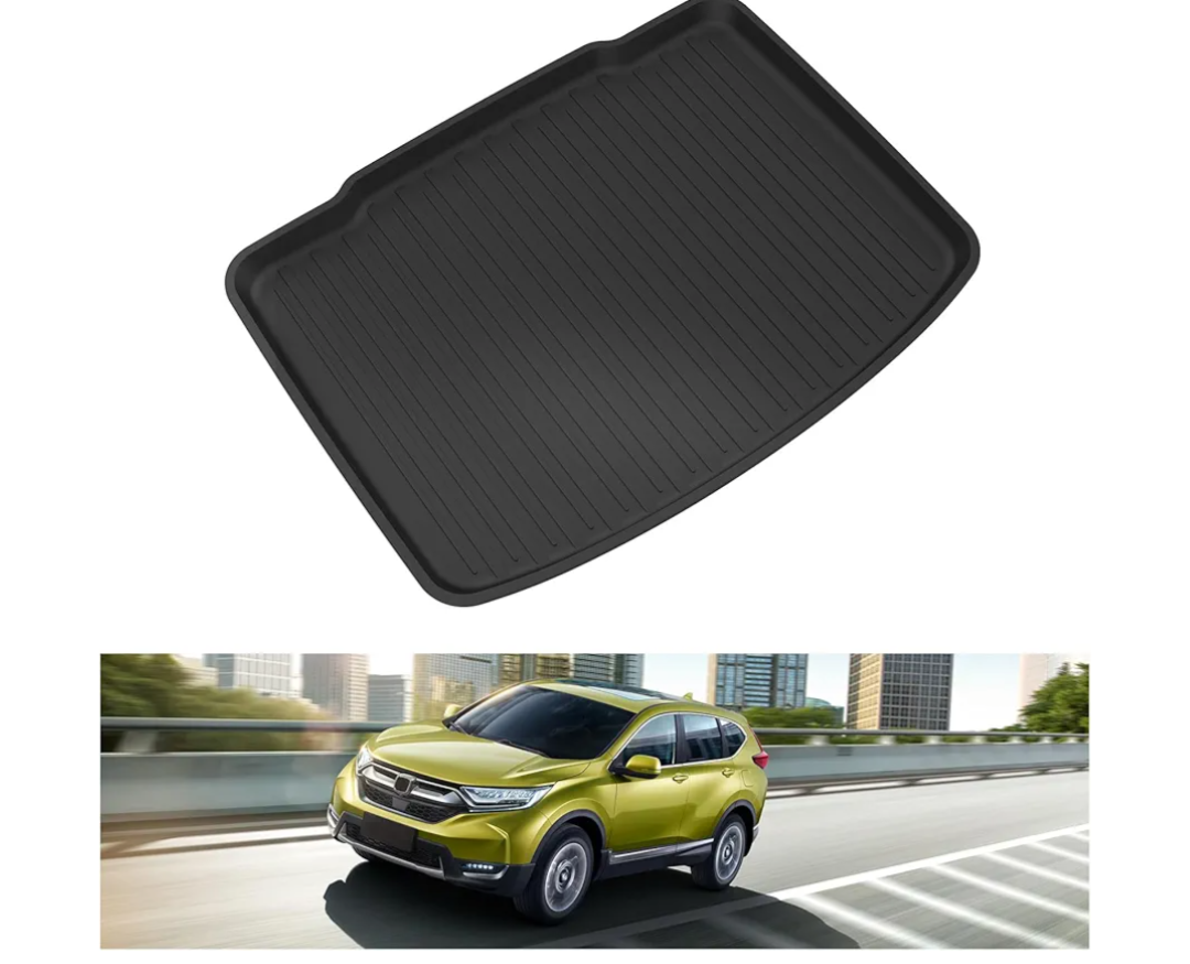 Cargo Trunk Mat for 2017-2022 Honda CR-V All Weather Trunk Liner TPE Slush Mats Black - Factory Cargo Deck Must be in The Lower Position Cargo Trunk Mat for 2017-2022 Honda CR-V All Weather Trunk Liner TPE Slush Mats Black - Factory Cargo Deck Must be in The Lower Position