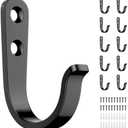 jockcaras 10Pcs Wall Hooks for Bathroom, Kitchen, Closet, and Garage - Black Metal Hooks for Hanging Coats, Towels, Hats, Keys, Bags, and Coffee Cups - Holds Up to 40 lbs