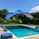 Uthfy Pool Shade Canopy, Large Sunshade Swimming Canopy with UV Block & Waterproof, Steel Frame, Pop up Beach Canopy with Sandbags, Pool Accessory, Carry Bag, for Inground Pools, Patio, Lawn 18’x 9’