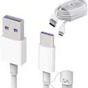 USB Type C Cable | Huawei 5A USB 3.1 to Type C | Super-fast Charging Data Cable | HL1289 | for Samsung Galaxy S10 / S9 / S8 / Note 8, LG V20 / G5 / G6 and More | (2-Pack), Set of 2 