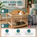PAWLINA Large 2-in-1 Cat Scratcher Bed, 2-Tier Sisal Cat Lounge, Converts into Two Separate Beds with 2 Catnip Toys