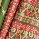 LaRibbons Christmas Wrapping Paper Set, Holiday Gift Wrap with Classic Deer/Red White Plaid/Berries Design, Perfect for Season Party, Xmas Presents & Decoration, 30 Inch X 10 Feet-4 Rolls